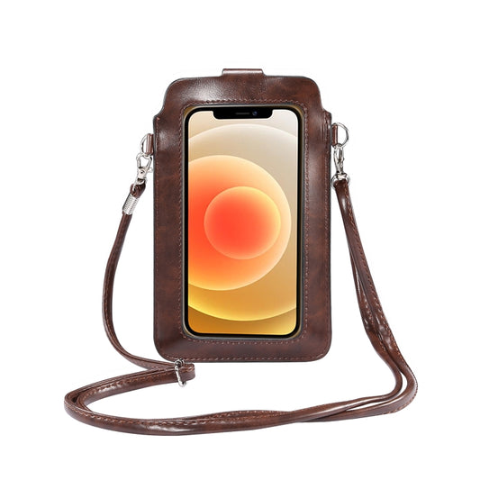 Crazy Horse Textured Riser Touch Screen Phone Case Universal Diagonal Carrying Leather Case Suitable for 5.5-6.9 inch Smartphones(Brown) by buy2fix