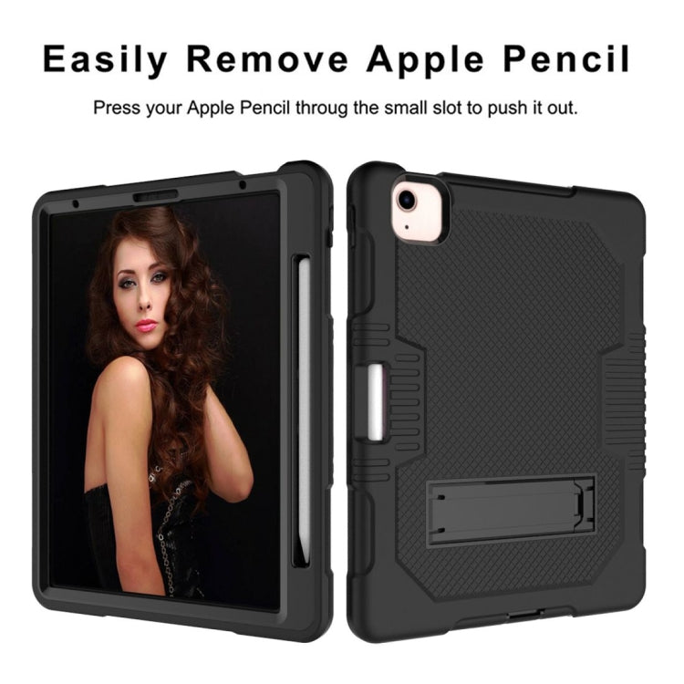 Contrast Color Robot Shockproof Silicon + PC Protective Case with Holder & Pen Slot For iPad Air 2022 / 2020 10.9(Black+Black)(Black+Black) - iPad Air (2022) / (2020) 10.9 Cases by buy2fix | Online Shopping UK | buy2fix