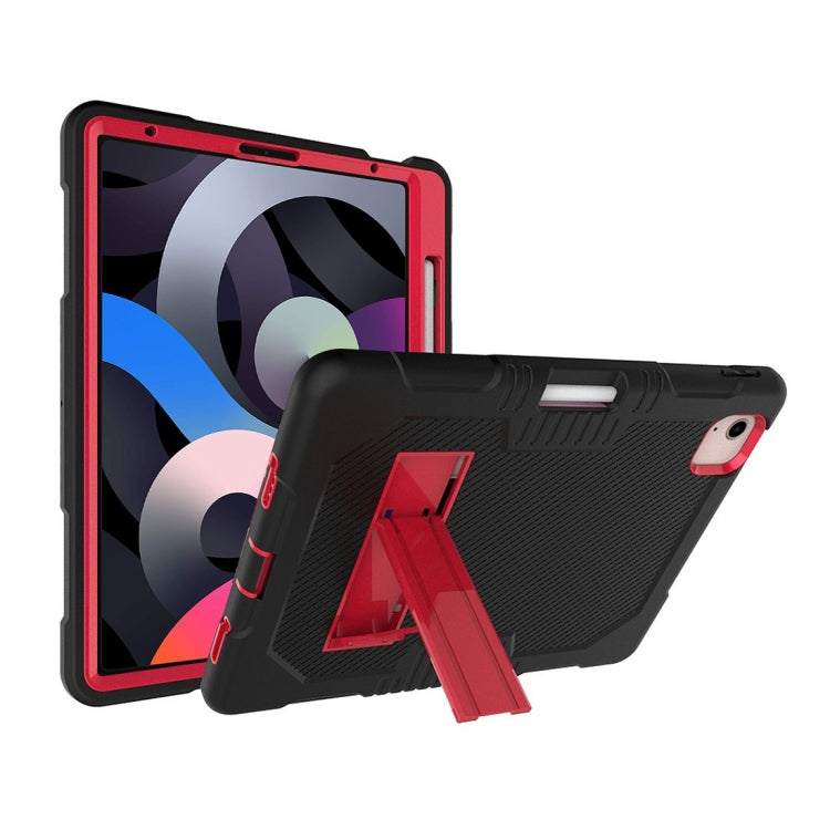 Contrast Color Robot Shockproof Silicon + PC Protective Case with Holder & Pen Slot For iPad Air 2022 / 2020 10.9(Black+Red)(Black+Red) - iPad Air (2022) / (2020) 10.9 Cases by buy2fix | Online Shopping UK | buy2fix