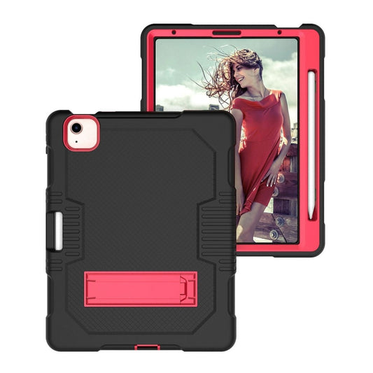 Contrast Color Robot Shockproof Silicon + PC Protective Case with Holder & Pen Slot For iPad Air 2022 / 2020 10.9(Black+Red)(Black+Red) - iPad Air (2022) / (2020) 10.9 Cases by buy2fix | Online Shopping UK | buy2fix