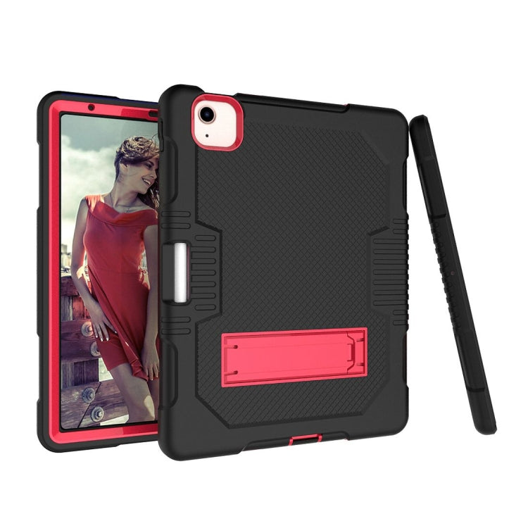 Contrast Color Robot Shockproof Silicon + PC Protective Case with Holder & Pen Slot For iPad Air 2022 / 2020 10.9(Black+Red)(Black+Red) - iPad Air (2022) / (2020) 10.9 Cases by buy2fix | Online Shopping UK | buy2fix