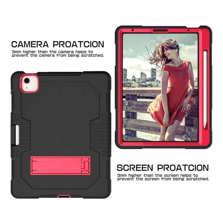 Contrast Color Robot Shockproof Silicon + PC Protective Case with Holder & Pen Slot For iPad Air 2022 / 2020 10.9(Black+Red)(Black+Red) - iPad Air (2022) / (2020) 10.9 Cases by buy2fix | Online Shopping UK | buy2fix