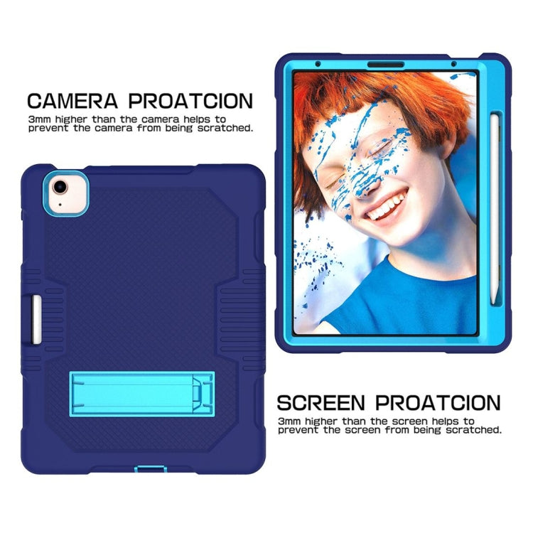 Contrast Color Robot Shockproof Silicon + PC Protective Case with Holder & Pen Slot For iPad Air 2022 / 2020 10.9(Navy Blue+Blue)(Navy Blue+Blue) - iPad Air (2022) / (2020) 10.9 Cases by buy2fix | Online Shopping UK | buy2fix