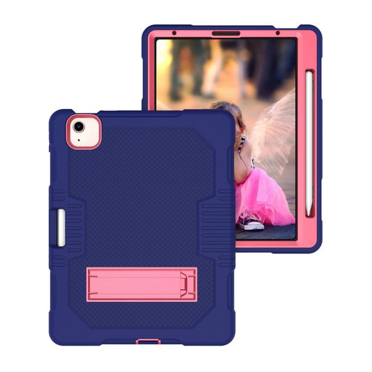 Contrast Color Robot Shockproof Silicon + PC Protective Case with Holder & Pen Slot For iPad Air 2022 / 2020 10.9(Navy Blue+Rose Red)(Navy Blue+Rose Red) - iPad Air (2022) / (2020) 10.9 Cases by buy2fix | Online Shopping UK | buy2fix