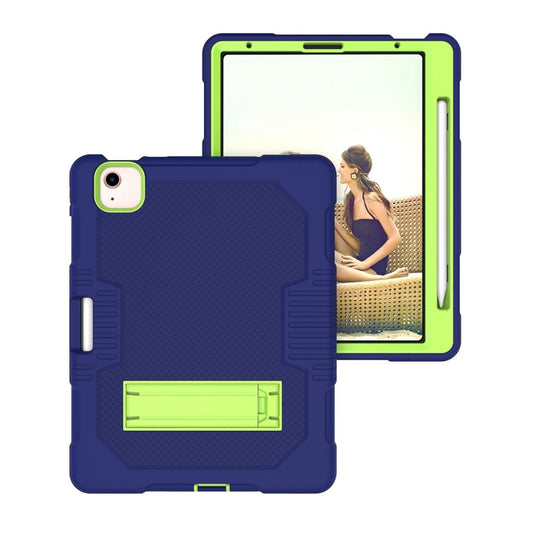 Contrast Color Robot Shockproof Silicon + PC Protective Case with Holder & Pen Slot For iPad Air 2022 / 2020 10.9(Navy Blue+Yellow Green)(Navy Blue+Yellow Green) - iPad Air (2022) / (2020) 10.9 Cases by buy2fix | Online Shopping UK | buy2fix
