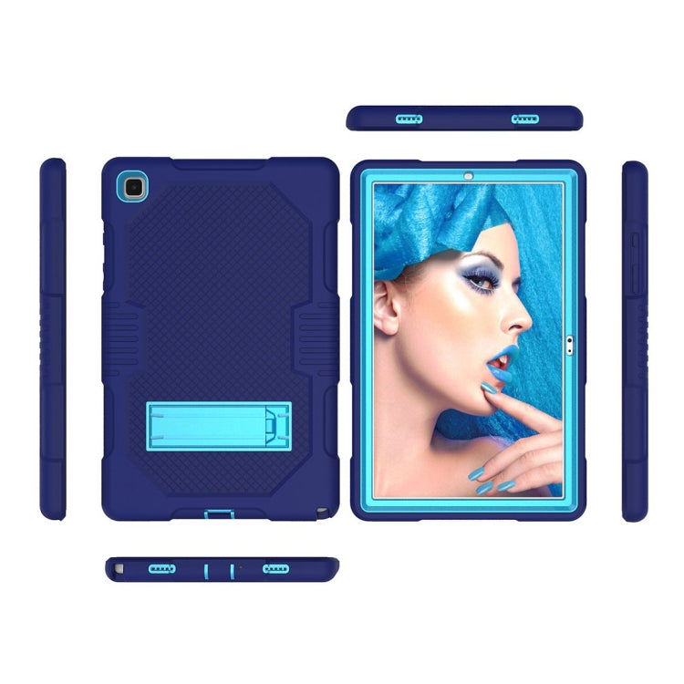 For Samsung Galaxy Tab A7 10.4 (2020) T500 / T505 Contrast Color Robot Shockproof Silicon + PC Protective Case with Holder & Pen Slot(Navy Blue) - Other Galaxy Tab PC by buy2fix | Online Shopping UK | buy2fix