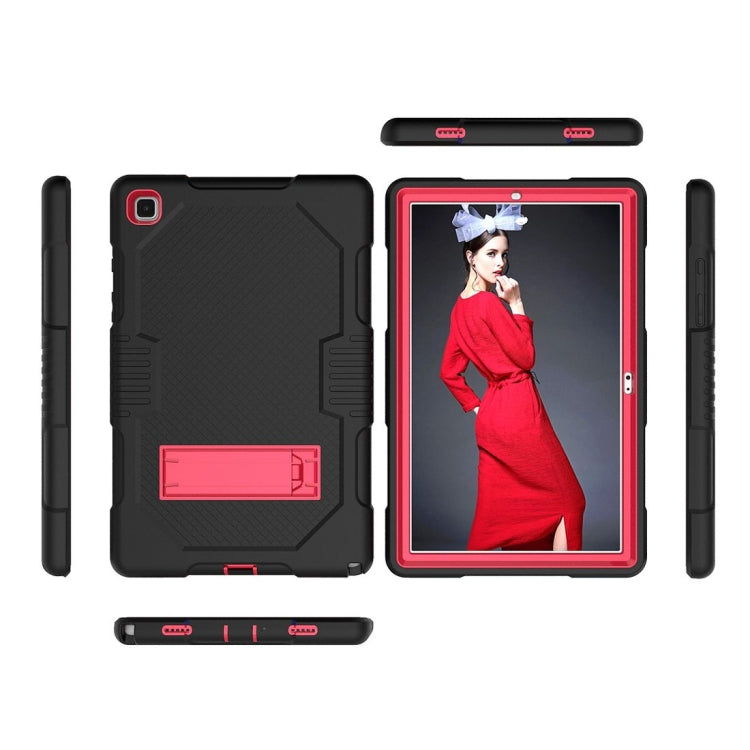 For Samsung Galaxy Tab A7 10.4 (2020) T500 / T505 Contrast Color Robot Shockproof Silicon + PC Protective Case with Holder & Pen Slot(Black Red) - Other Galaxy Tab PC by buy2fix | Online Shopping UK | buy2fix