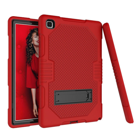 For Samsung Galaxy Tab A7 10.4 (2020) T500 / T505 Contrast Color Robot Shockproof Silicon + PC Protective Case with Holder & Pen Slot(Red Black) - Other Galaxy Tab PC by buy2fix | Online Shopping UK | buy2fix