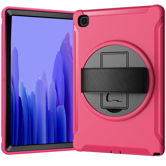 For Samsung Galaxy Tab A7 10.4 (2020) 360 Degree Rotation PC + TPU Protective Case with Holder & Hand Strap(Rose Red) - Other Galaxy Tab PC by buy2fix | Online Shopping UK | buy2fix