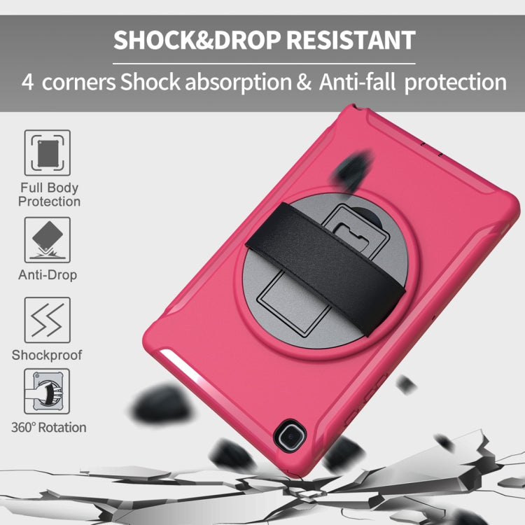 For Samsung Galaxy Tab A7 10.4 (2020) 360 Degree Rotation PC + TPU Protective Case with Holder & Hand Strap(Rose Red) - Other Galaxy Tab PC by buy2fix | Online Shopping UK | buy2fix