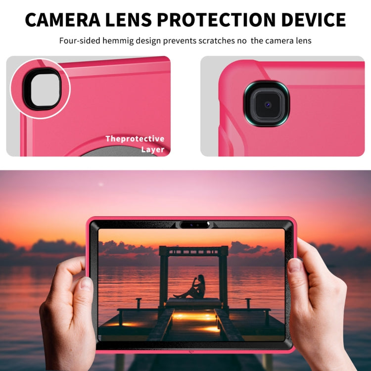 For Samsung Galaxy Tab A7 10.4 (2020) 360 Degree Rotation PC + TPU Protective Case with Holder & Hand Strap(Rose Red) - Other Galaxy Tab PC by buy2fix | Online Shopping UK | buy2fix