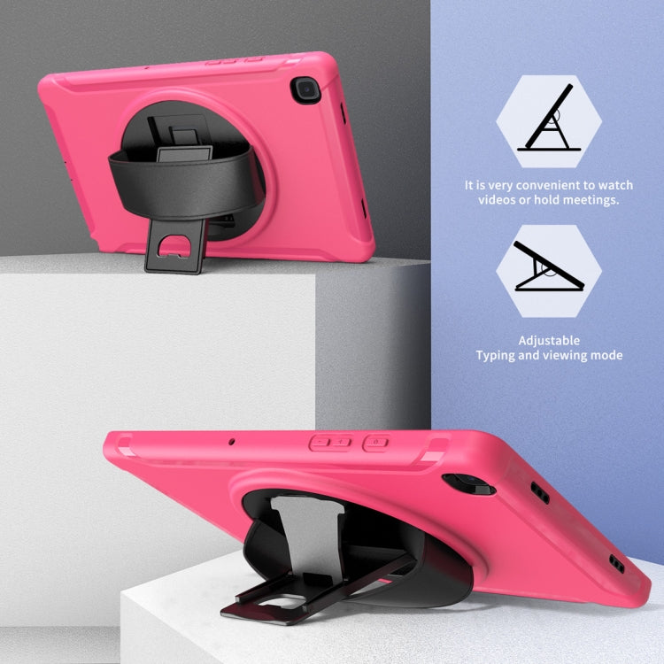 For Samsung Galaxy Tab A7 10.4 (2020) 360 Degree Rotation PC + TPU Protective Case with Holder & Hand Strap(Rose Red) - Other Galaxy Tab PC by buy2fix | Online Shopping UK | buy2fix