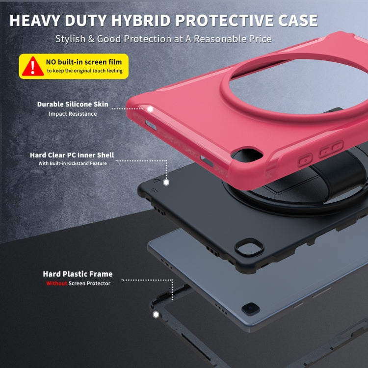 For Samsung Galaxy Tab A7 10.4 (2020) 360 Degree Rotation PC + TPU Protective Case with Holder & Hand Strap(Rose Red) - Other Galaxy Tab PC by buy2fix | Online Shopping UK | buy2fix
