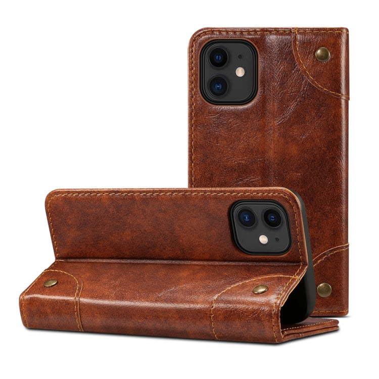 For iPhone 12 / 12 Pro Baroque Simple Horizontal Flip Leather Case with Holder & Card Slots & Wallet(Light Brown) - iPhone 12 / 12 Pro Cases by buy2fix | Online Shopping UK | buy2fix