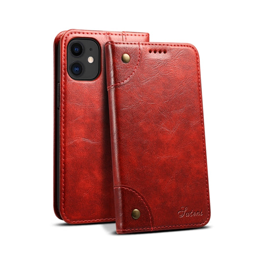 For iPhone 12 / 12 Pro Baroque Simple Horizontal Flip Leather Case with Holder & Card Slots & Wallet(Red) - iPhone 12 / 12 Pro Cases by buy2fix | Online Shopping UK | buy2fix