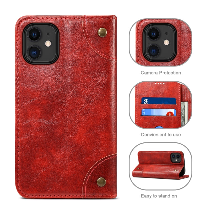 For iPhone 12 / 12 Pro Baroque Simple Horizontal Flip Leather Case with Holder & Card Slots & Wallet(Red) - iPhone 12 / 12 Pro Cases by buy2fix | Online Shopping UK | buy2fix