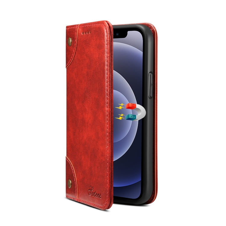 For iPhone 12 / 12 Pro Baroque Simple Horizontal Flip Leather Case with Holder & Card Slots & Wallet(Red) - iPhone 12 / 12 Pro Cases by buy2fix | Online Shopping UK | buy2fix