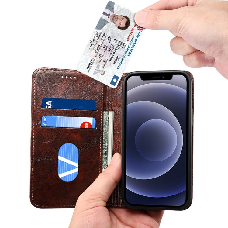 For iPhone 12 Pro Max Baroque Simple Horizontal Flip Leather Case with Holder & Card Slots & Wallet(Dark Brown) - iPhone 12 Pro Max Cases by buy2fix | Online Shopping UK | buy2fix
