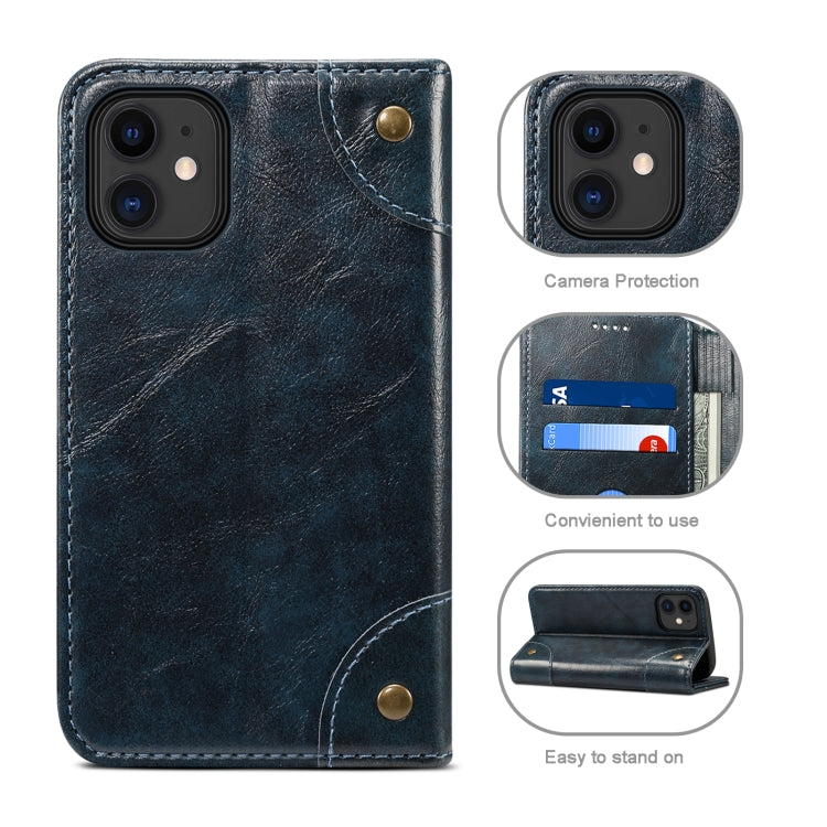 For iPhone 12 Pro Max Baroque Simple Horizontal Flip Leather Case with Holder & Card Slots & Wallet(Blue) - iPhone 12 Pro Max Cases by buy2fix | Online Shopping UK | buy2fix