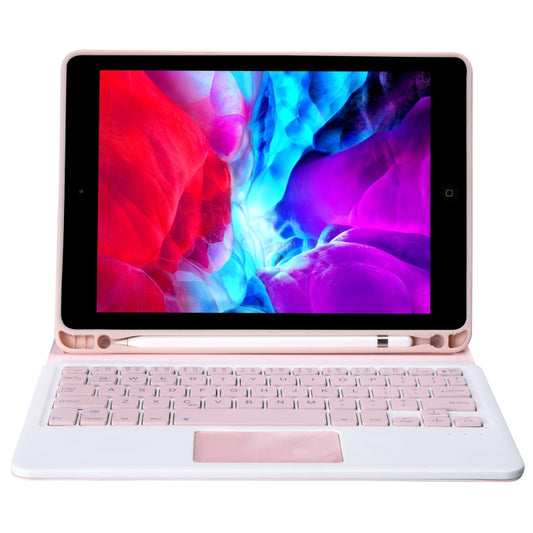 T098B-A Pressed Skin Texture TPU Detachable Candy Colors Bluetooth Keyboard Tablet Case for iPad Air 11 2024 / 2025 / Air 4 10.9 inch 2020, with Stand & Pen Slot & Touch(Pink) by buy2fix