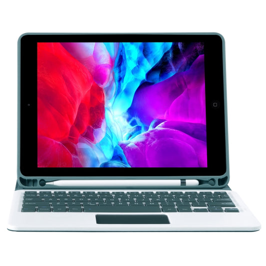 T098B-A Pressed Skin Texture TPU Detachable Candy Colors Bluetooth Keyboard Tablet Case for iPad Air 11 2024 / 2025 / Air 4 10.9 inch 2020, with Stand & Pen Slot & Touch(Dark Green) by buy2fix