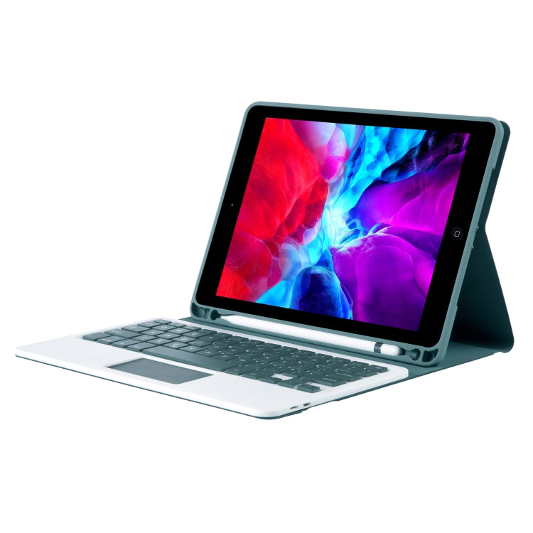 T098B-A Pressed Skin Texture TPU Detachable Candy Colors Bluetooth Keyboard Tablet Case for iPad Air 11 2024 / 2025 / Air 4 10.9 inch 2020, with Stand & Pen Slot & Touch(Dark Green) by buy2fix