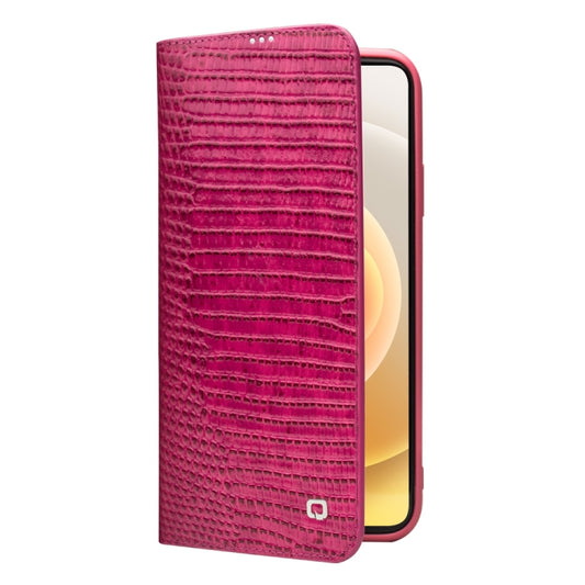 For iPhone 12 mini QIALINO Crocodile Texture Horizontal Flip Leather Case with Card Slots & Wallet (Rose Red) by QIALINO