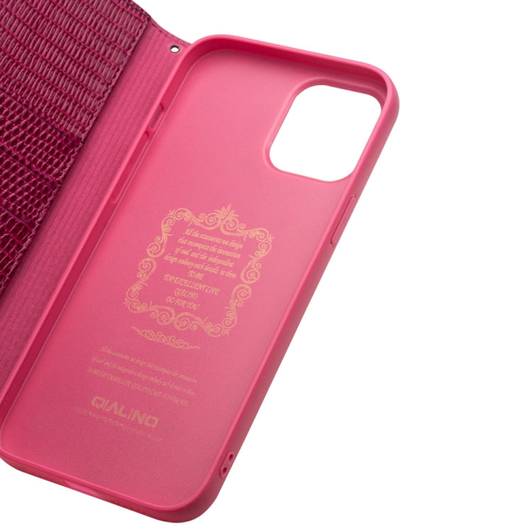 For iPhone 12 mini QIALINO Crocodile Texture Horizontal Flip Leather Case with Card Slots & Wallet (Rose Red) - iPhone 12 mini Cases by QIALINO | Online Shopping UK | buy2fix