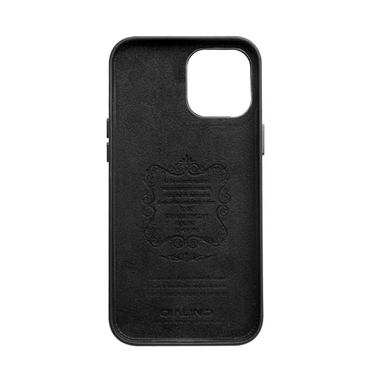 For iPhone 12 / 12 Pro QIALINO Shockproof Cowhide Leather Protective Case(Black) by QIALINO