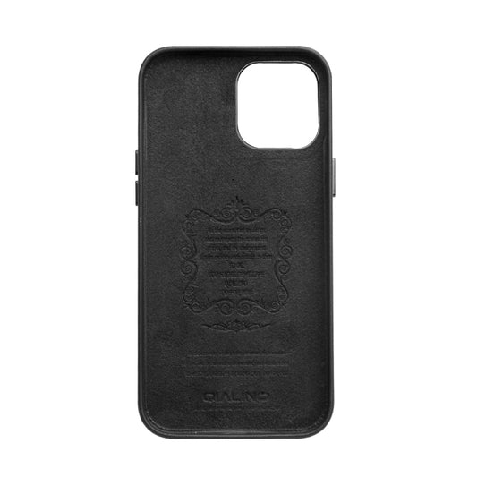 For iPhone 12 Pro Max QIALINO Shockproof Cowhide Leather Protective Case(Black) by QIALINO