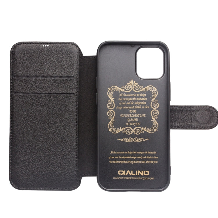 For iPhone 12 mini QIALINO Business Magnetic Horizontal Flip Leather Case with Card Slots & Wallet (Black) by QIALINO