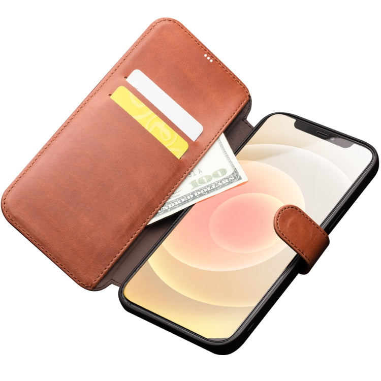 For iPhone 12 mini QIALINO Business Magnetic Horizontal Flip Leather Case with Card Slots & Wallet (Light Brown) by QIALINO
