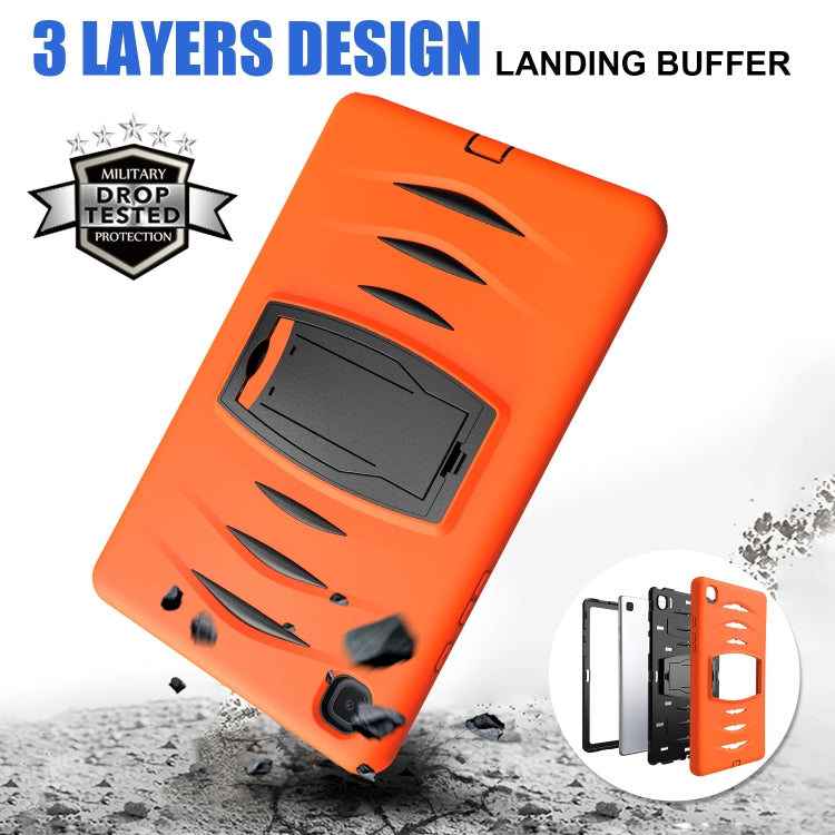 For Samsung Galaxy Tab A7 (2020) T500/T505 Wave Texture Series PC + Silicone Protective Case with Holder(Orange) - Other Galaxy Tab PC by buy2fix | Online Shopping UK | buy2fix