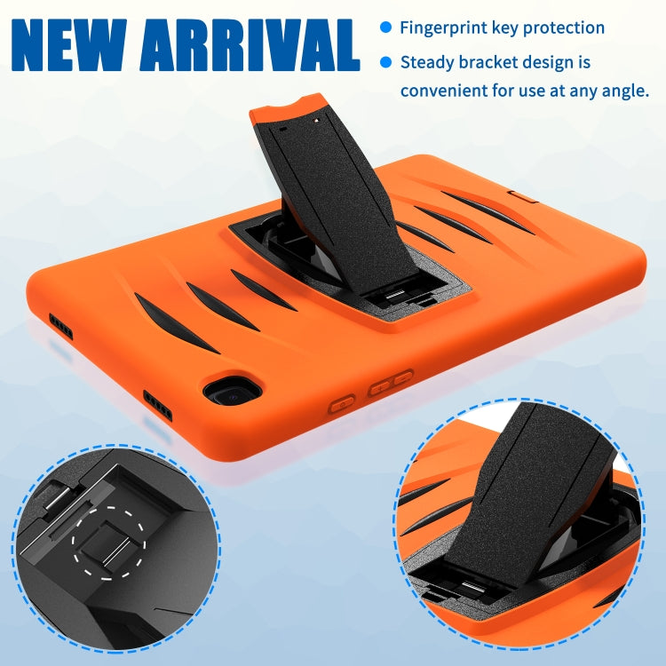 For Samsung Galaxy Tab A7 (2020) T500/T505 Wave Texture Series PC + Silicone Protective Case with Holder(Orange) - Other Galaxy Tab PC by buy2fix | Online Shopping UK | buy2fix