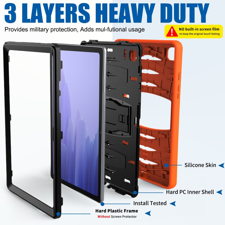 For Samsung Galaxy Tab A7 (2020) T500/T505 Wave Texture Series PC + Silicone Protective Case with Holder(Orange) - Other Galaxy Tab PC by buy2fix | Online Shopping UK | buy2fix