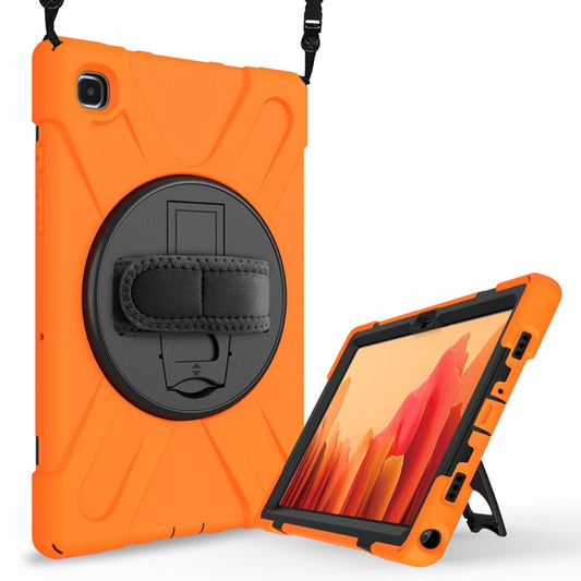 For Samsung Galaxy Tab A7 (2020) T500/T505 360 Degree Rotation PC + Silicone Protective Case with Holder & Hand-strap(Orange) - Other Galaxy Tab PC by buy2fix | Online Shopping UK | buy2fix