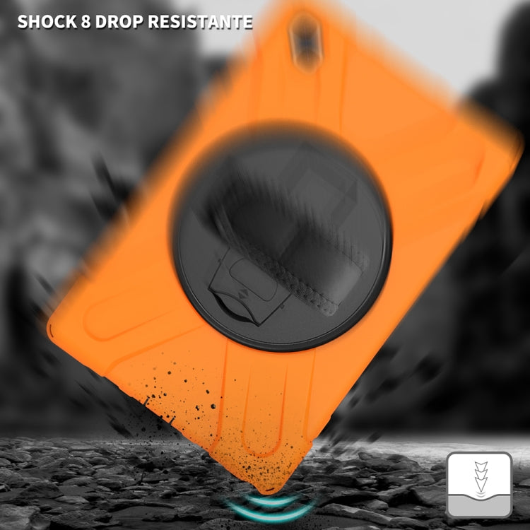 For Samsung Galaxy Tab A7 (2020) T500/T505 360 Degree Rotation PC + Silicone Protective Case with Holder & Hand-strap(Orange) - Other Galaxy Tab PC by buy2fix | Online Shopping UK | buy2fix