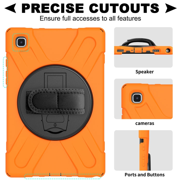 For Samsung Galaxy Tab A7 (2020) T500/T505 360 Degree Rotation PC + Silicone Protective Case with Holder & Hand-strap(Orange) - Other Galaxy Tab PC by buy2fix | Online Shopping UK | buy2fix