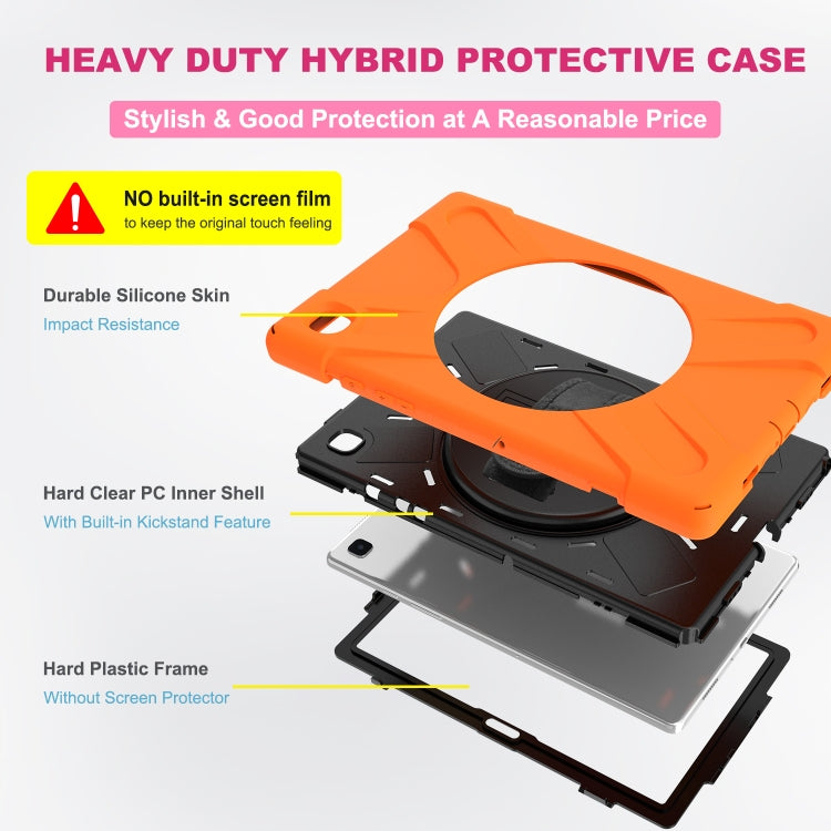 For Samsung Galaxy Tab A7 (2020) T500/T505 360 Degree Rotation PC + Silicone Protective Case with Holder & Hand-strap(Orange) - Other Galaxy Tab PC by buy2fix | Online Shopping UK | buy2fix