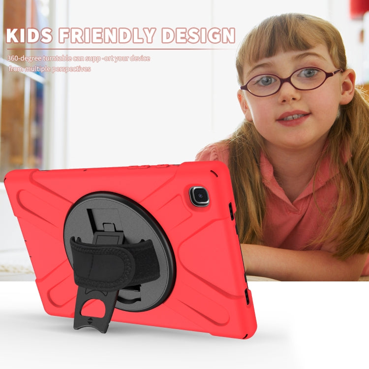 For Samsung Galaxy Tab A7 (2020) T500/T505 360 Degree Rotation PC + Silicone Protective Case with Holder & Hand-strap(Red) - Other Galaxy Tab PC by buy2fix | Online Shopping UK | buy2fix