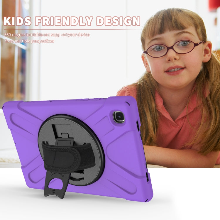 For Samsung Galaxy Tab A7 (2020) T500/T505 360 Degree Rotation PC + Silicone Protective Case with Holder & Hand-strap(Purple) - Other Galaxy Tab PC by buy2fix | Online Shopping UK | buy2fix