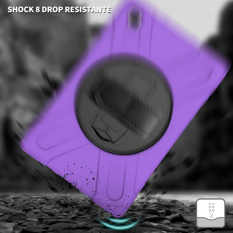 For Samsung Galaxy Tab A7 (2020) T500/T505 360 Degree Rotation PC + Silicone Protective Case with Holder & Hand-strap(Purple) - Other Galaxy Tab PC by buy2fix | Online Shopping UK | buy2fix