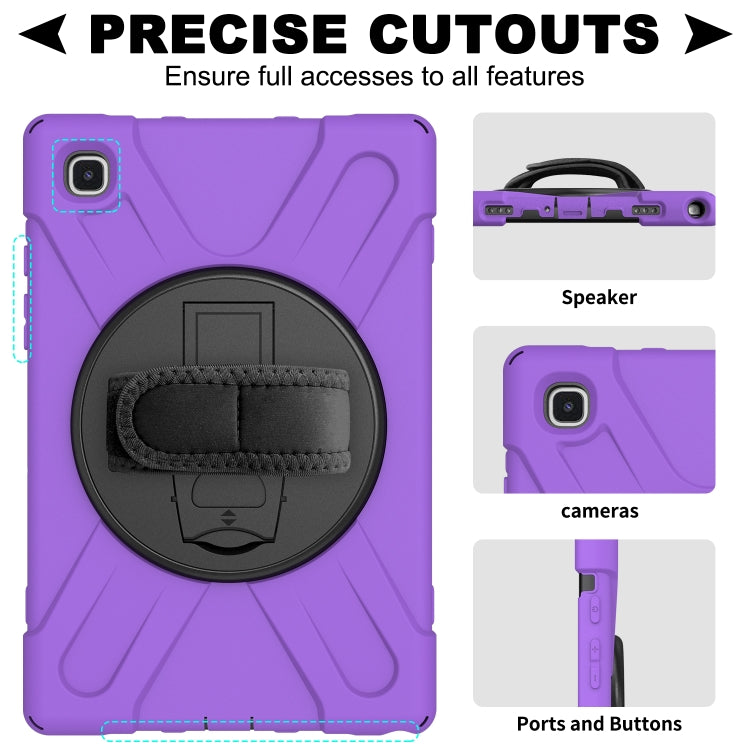 For Samsung Galaxy Tab A7 (2020) T500/T505 360 Degree Rotation PC + Silicone Protective Case with Holder & Hand-strap(Purple) - Other Galaxy Tab PC by buy2fix | Online Shopping UK | buy2fix