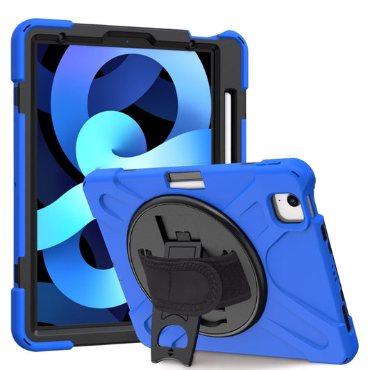 For iPad Air 2022 / 2020 10.9 360 Degree Rotation PC + Silicone Protective Case with Holder & Hand-strap(Blue) - iPad Air (2022) / (2020) 10.9 Cases by buy2fix | Online Shopping UK | buy2fix