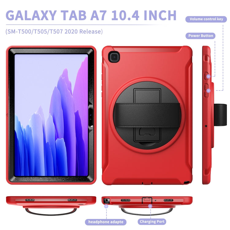For Samsung Galaxy Tab A7 (2020) T500/T505 360 Degree Rotation PC + TPU Protective Case with Holder & Hand-strap & Pen Slot(Red) - Other Galaxy Tab PC by buy2fix | Online Shopping UK | buy2fix