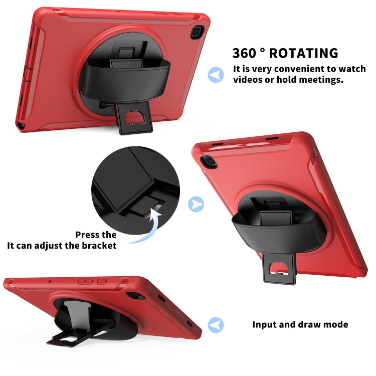 For Samsung Galaxy Tab A7 (2020) T500/T505 360 Degree Rotation PC + TPU Protective Case with Holder & Hand-strap & Pen Slot(Red) - Other Galaxy Tab PC by buy2fix | Online Shopping UK | buy2fix