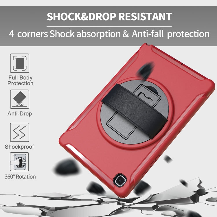 For Samsung Galaxy Tab A7 (2020) T500/T505 360 Degree Rotation PC + TPU Protective Case with Holder & Hand-strap & Pen Slot(Red) - Other Galaxy Tab PC by buy2fix | Online Shopping UK | buy2fix