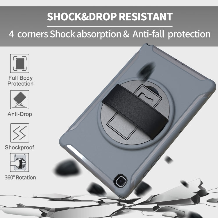 For Samsung Galaxy Tab A7 (2020) T500/T505 360 Degree Rotation PC + TPU Protective Case with Holder & Hand-strap & Pen Slot(Grey) - Other Galaxy Tab PC by buy2fix | Online Shopping UK | buy2fix