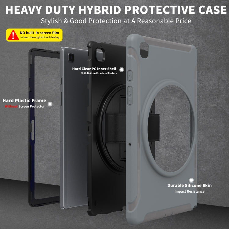 For Samsung Galaxy Tab A7 (2020) T500/T505 360 Degree Rotation PC + TPU Protective Case with Holder & Hand-strap & Pen Slot(Grey) - Other Galaxy Tab PC by buy2fix | Online Shopping UK | buy2fix