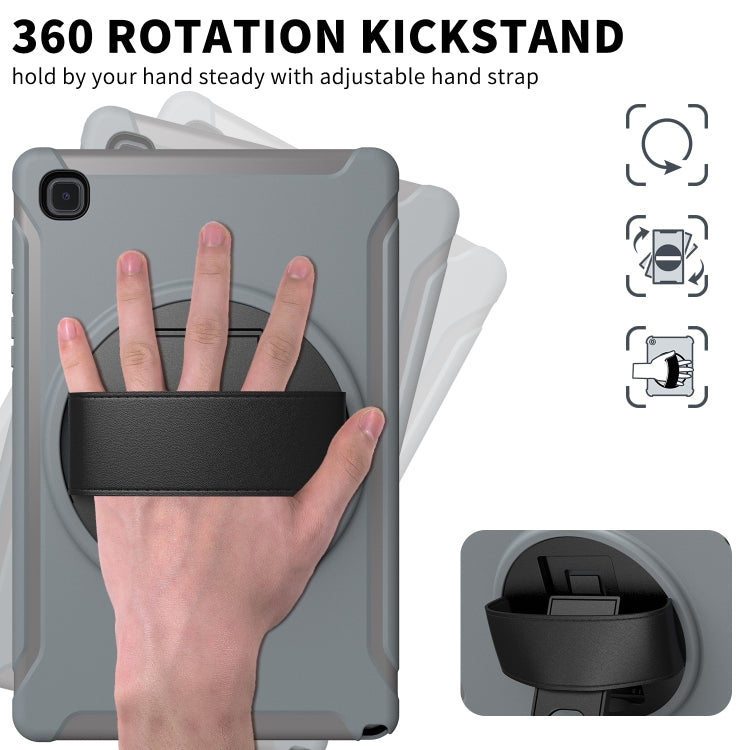 For Samsung Galaxy Tab A7 (2020) T500/T505 360 Degree Rotation PC + TPU Protective Case with Holder & Hand-strap & Pen Slot(Grey) - Other Galaxy Tab PC by buy2fix | Online Shopping UK | buy2fix